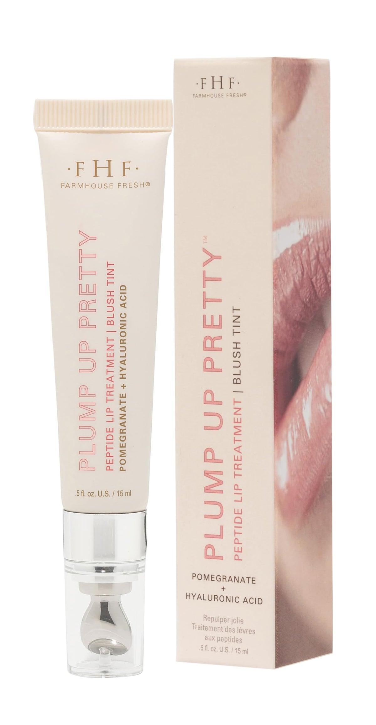 FarmHouse Fresh Plump Up Pretty Lip Treatment in blush tint smooths lips with a glossy finish.