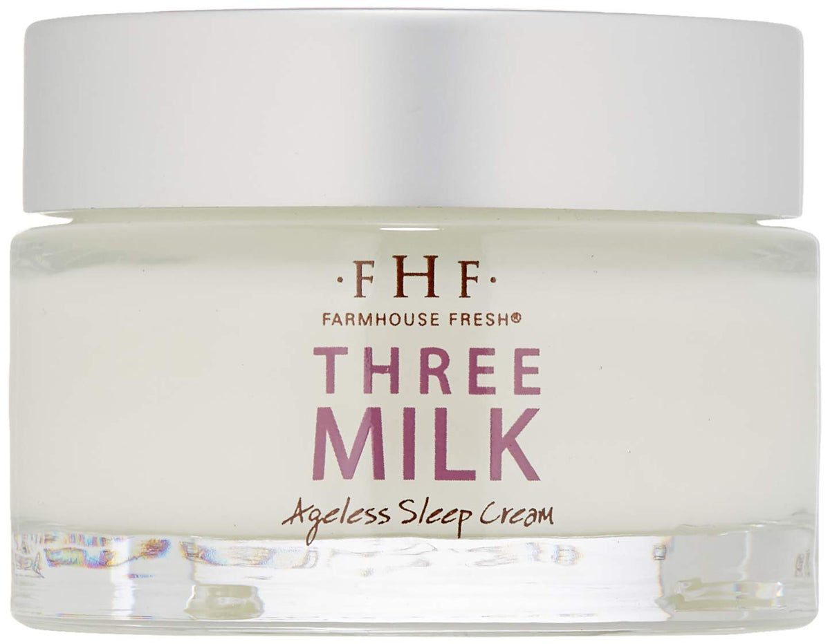 FarmHouse Fresh Three Milk Ageless Night Cream texture closeup highlights a rich, luxurious formula.