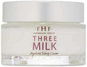 FarmHouse Fresh Three Milk Ageless Night Cream texture closeup highlights a rich, luxurious formula.