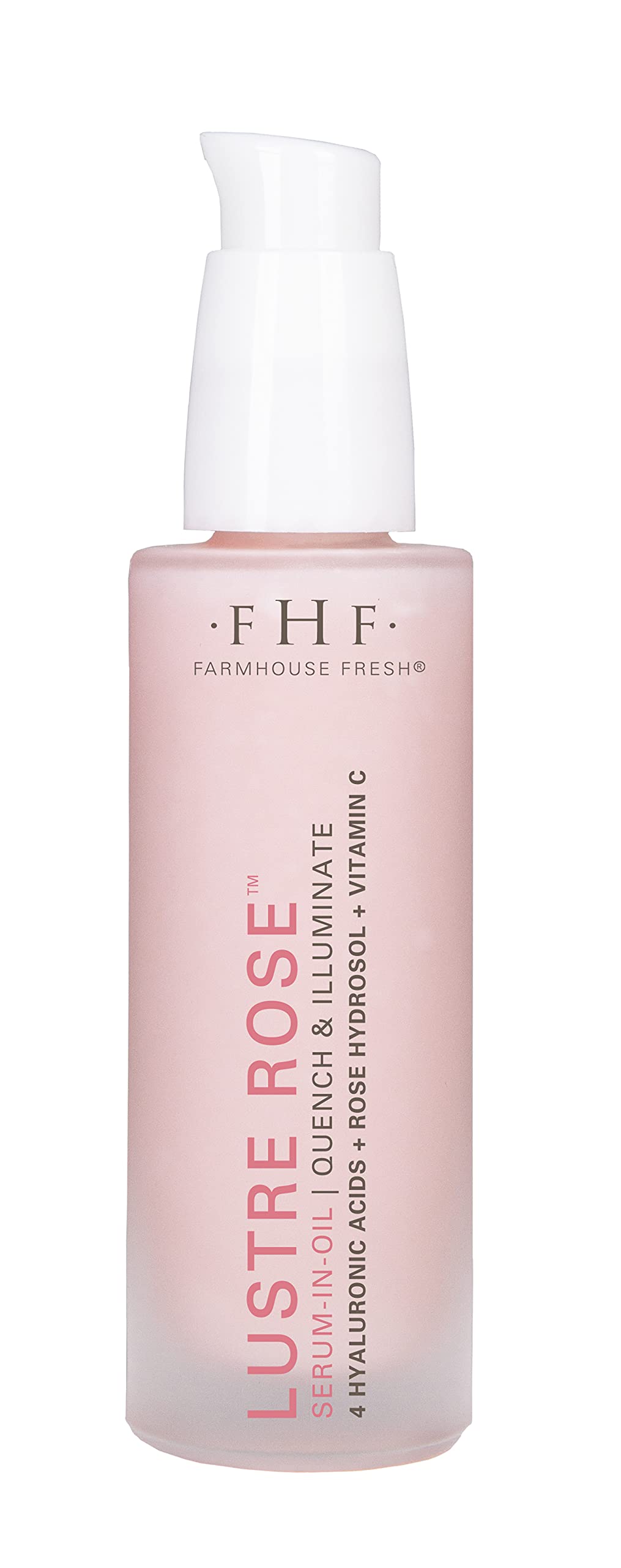 FarmHouse Fresh Lustre Rose serum bottle pour boosts hydration and radiant look.