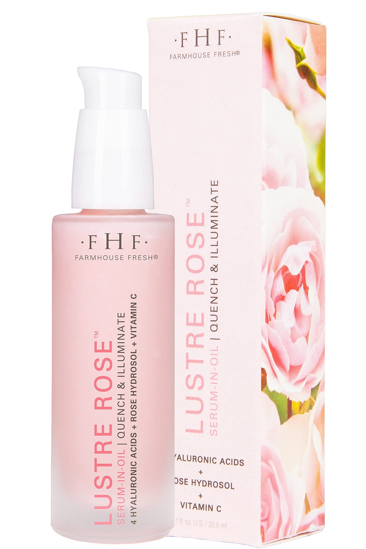 FarmHouse Fresh Lustre Rose serum application texture in oil for smoother skin.