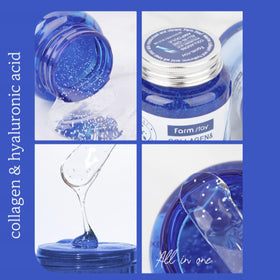 Farmstay ampoule texture closeup emphasizes luxurious, smooth serum consistency.