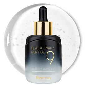 Farmstay Black Snail Peptide9 Ampoule bottle delivering deep hydration.