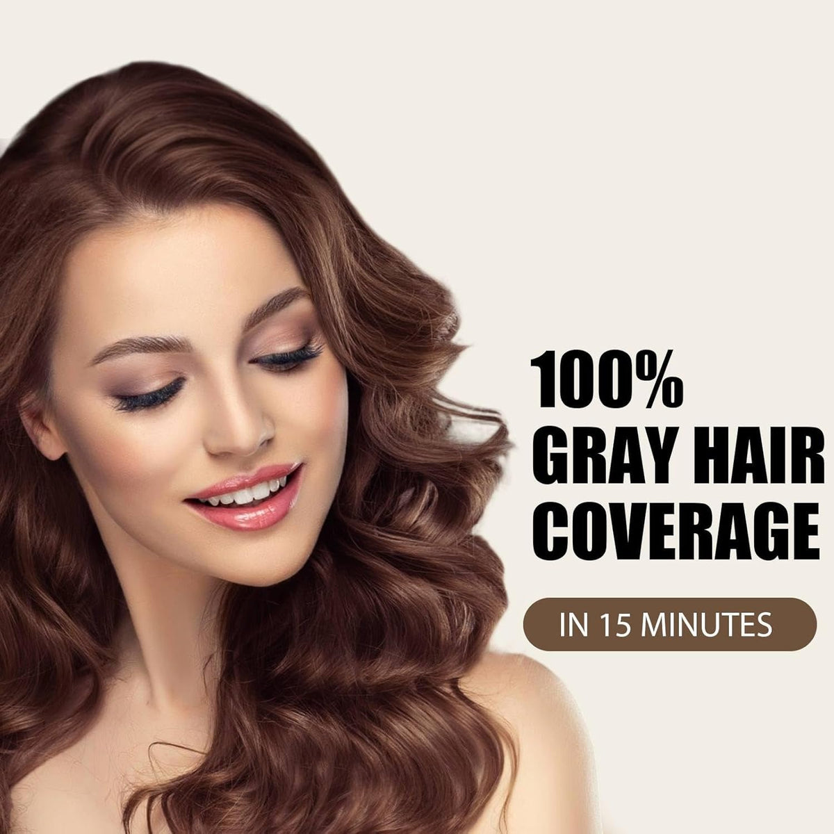 Farndu Brown Hair Dye Shampoo application shows simple 15–20 minute process.