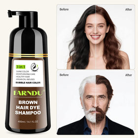 Foam from Farndu Brown Hair Dye Shampoo during lather for even color.