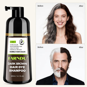 Farndu hair color shampoo foam on hair shows even distribution