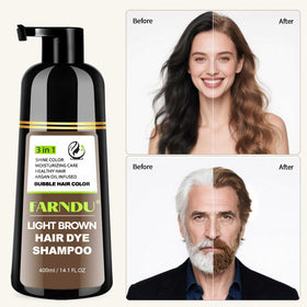 Farndu Light Brown Hair Dye Shampoo lathering scene highlights no harsh scent.