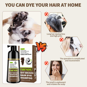 Farndu Light Brown Hair Dye Shampoo 15-20 minute timer suggests quick color session.