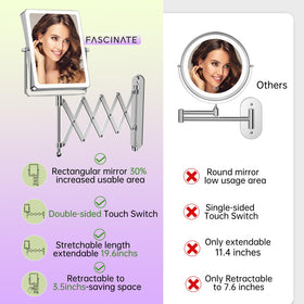 FASCINATE 30x magnifying side reveals fine facial details for precise makeup.