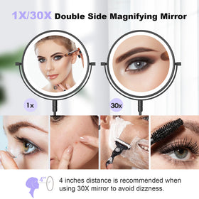 FASCINATE 8 inch double-sided mirror 1x 30x close-up for precise grooming