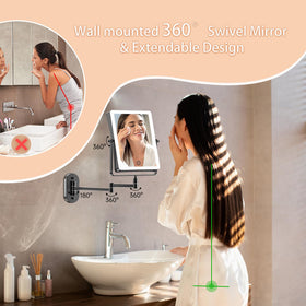 FASCINATE black finish wall-mount mirror blends with modern bathrooms.