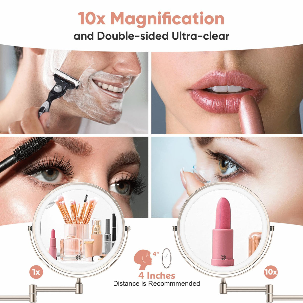 FASCINATE dimmable three-color lighting for natural-looking makeup