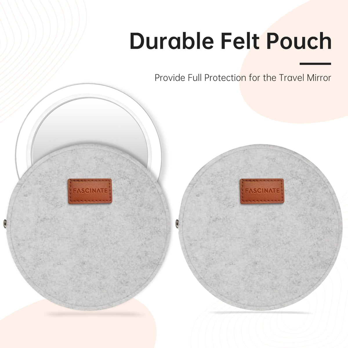 FASCINATE LED vanity mirror showing warm, cool, and natural lighting modes.