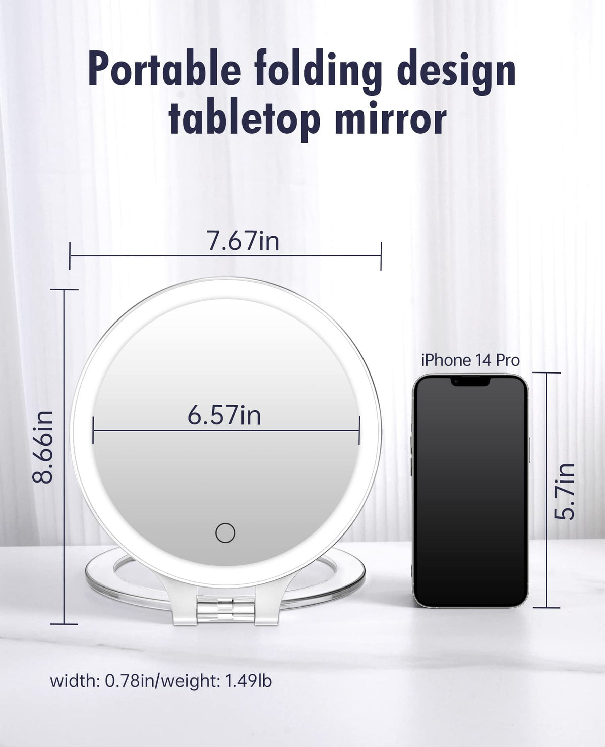 FASCINATE double-sided LED mirror with 1x view for everyday grooming tasks.
