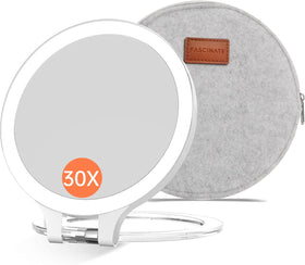 FASCINATE magnifying mirror 30x detail view for precise makeup checks.