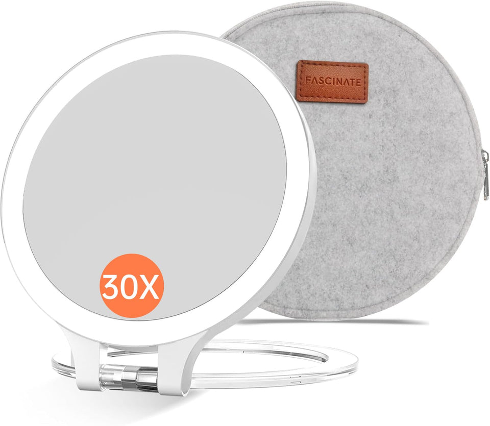 FASCINATE magnifying mirror 30x detail view for precise makeup checks.