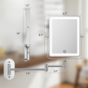 FASCINATE rectangle-view mirror supports full-face makeup checks.