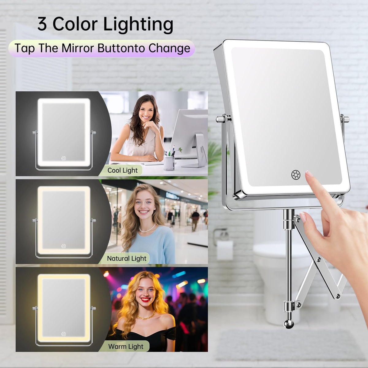 FASCINATE three-color light modes with dimming for different tasks.