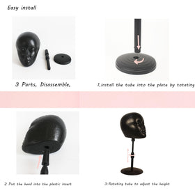 Fashion Do adjustable stand base detail shows stable platform for wigs.