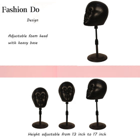 Fashion Do black styrofoam head holder supports wig shaping and display.