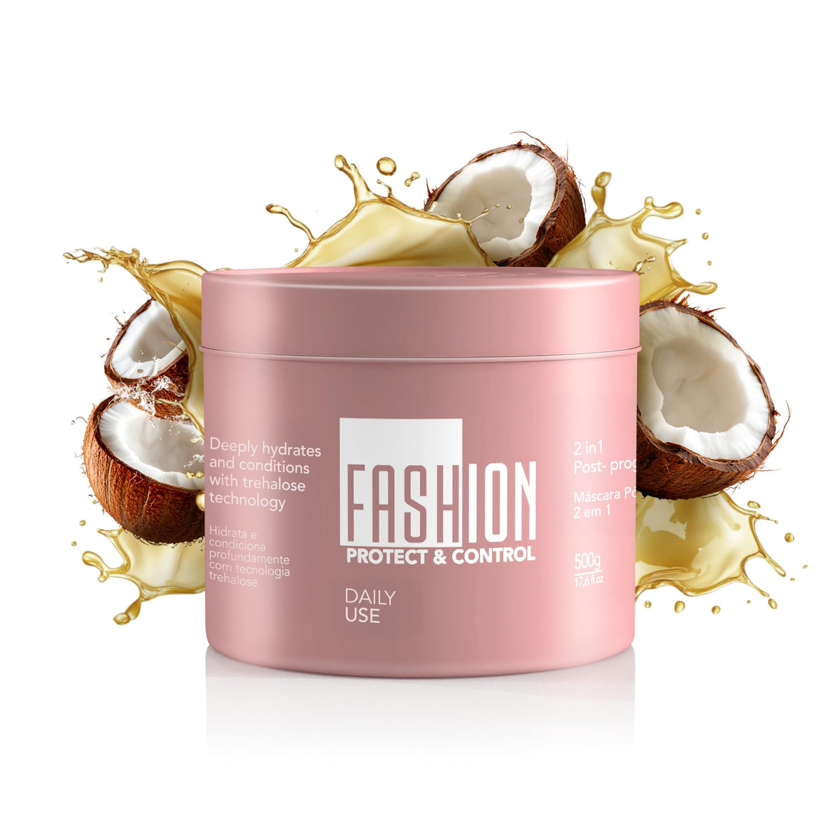 Fashion Gold Hair Mask bottle pour promotes deep hydration and shine.