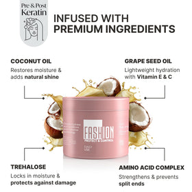 Fashion Gold Hair Mask applying to hair for quick 10-minute conditioning.