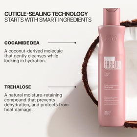 Fashion Gold Shampoo 300ml trehalose-ingredient signals deep hydration and cuticle protection.