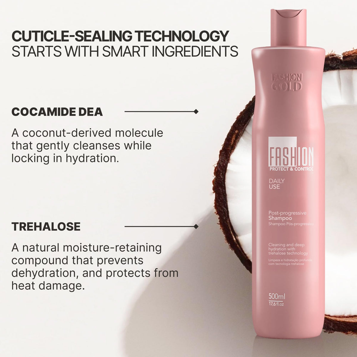 Fashion Gold Shampoo post-treatment maintenance scene suggests protection.