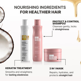 Fashion Gold sleek straight hair finish after treatment with frizz control.