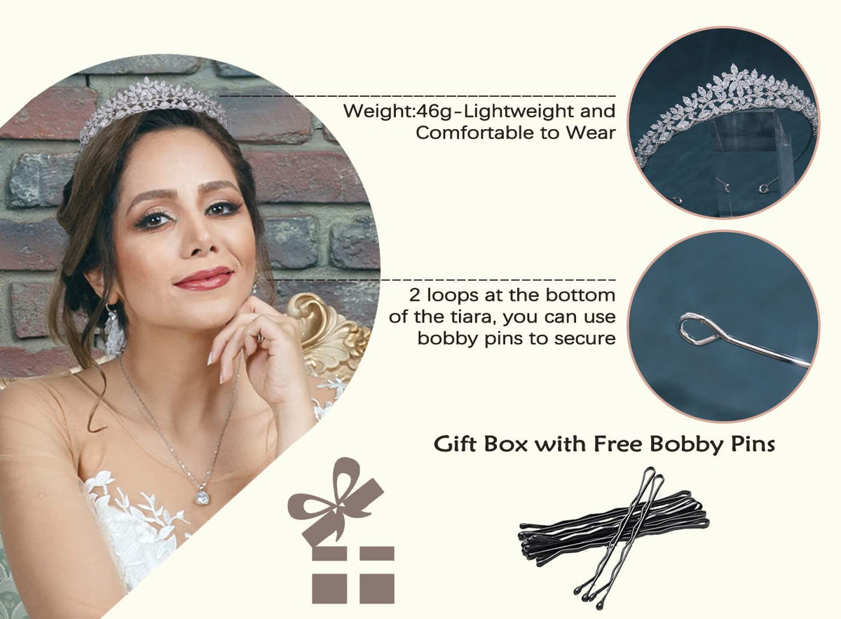 FASNAHOK tiara pin-loops secure placement for all-day wear