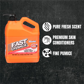 Close-up of Fast Orange Pumice Lotion Cleaner foam showing cleaning power