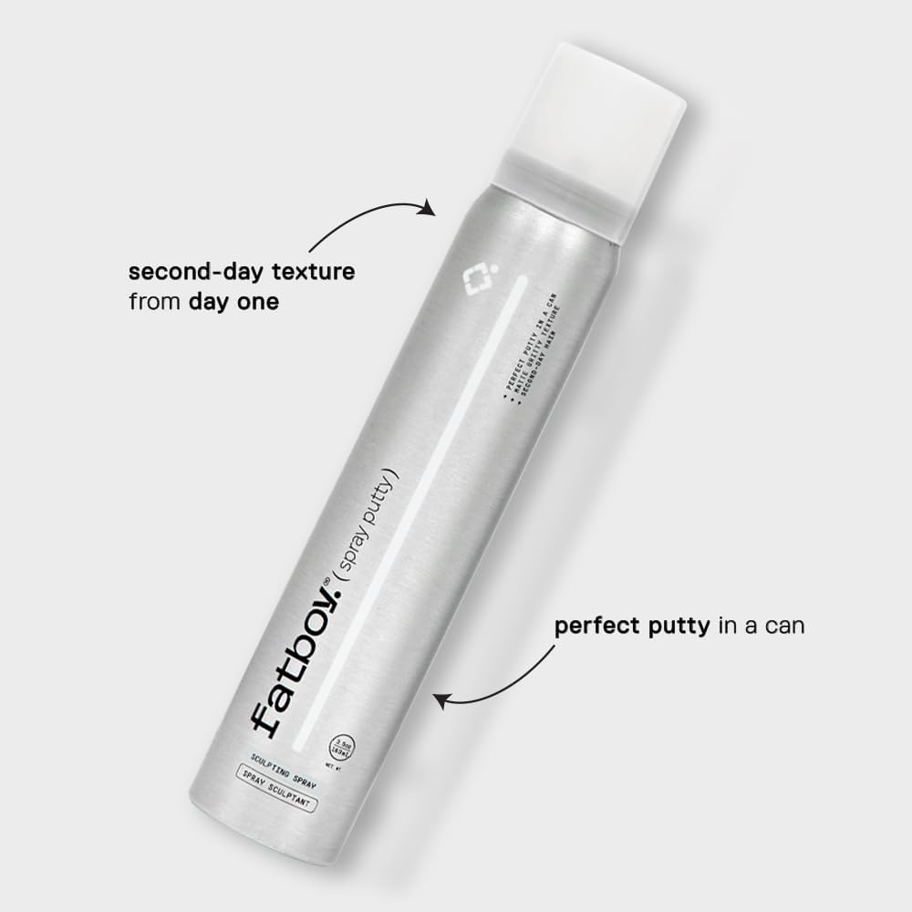 Fatboy Hair Spray Putty provides heavy hold for medium to thick hair types.