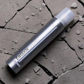 Fatboy Hair Spray Putty packaging uses recyclable aluminum for eco-friendly use.