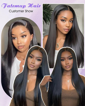 Fatemup natural black straight wig suitable for everyday wear.