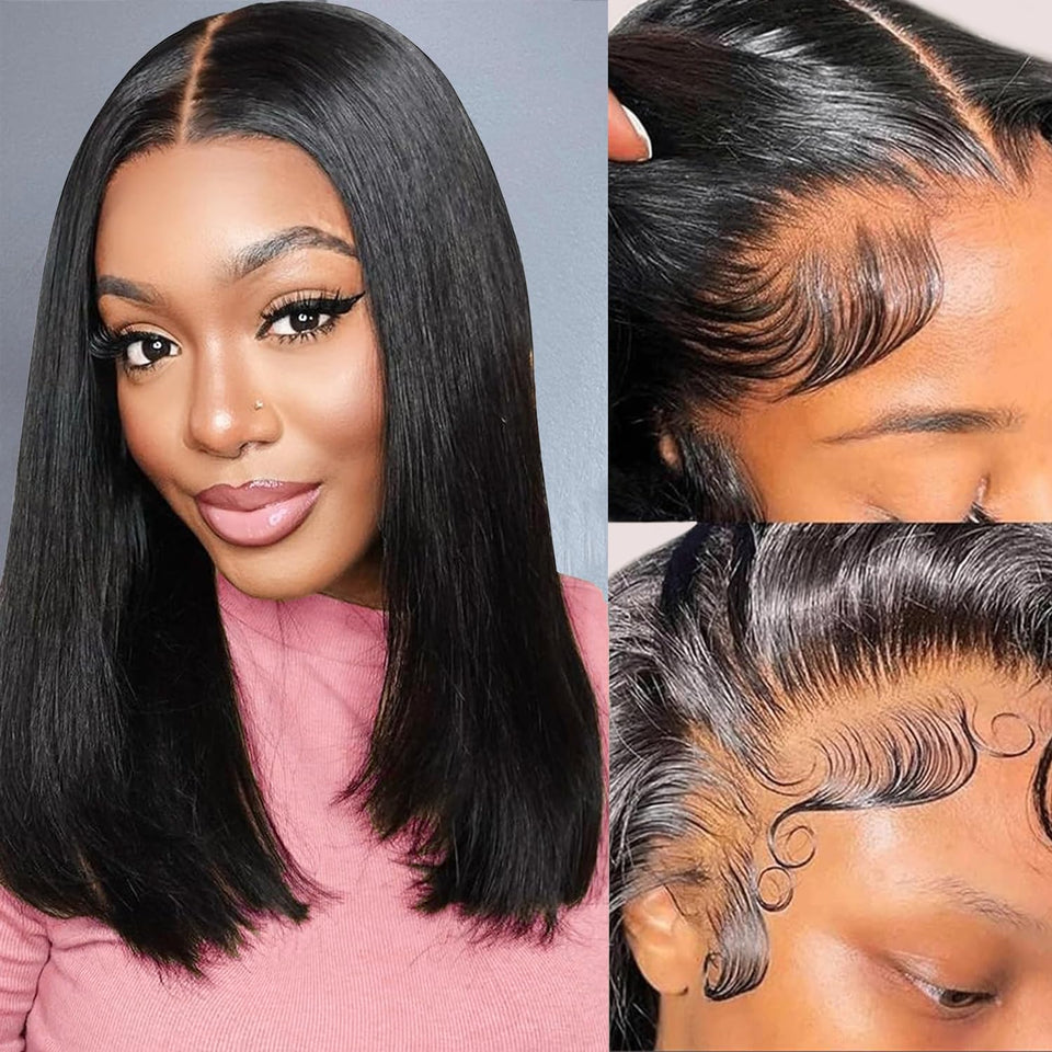 FATIAO 14 inch bob wig with 13x6 lace front for natural parting