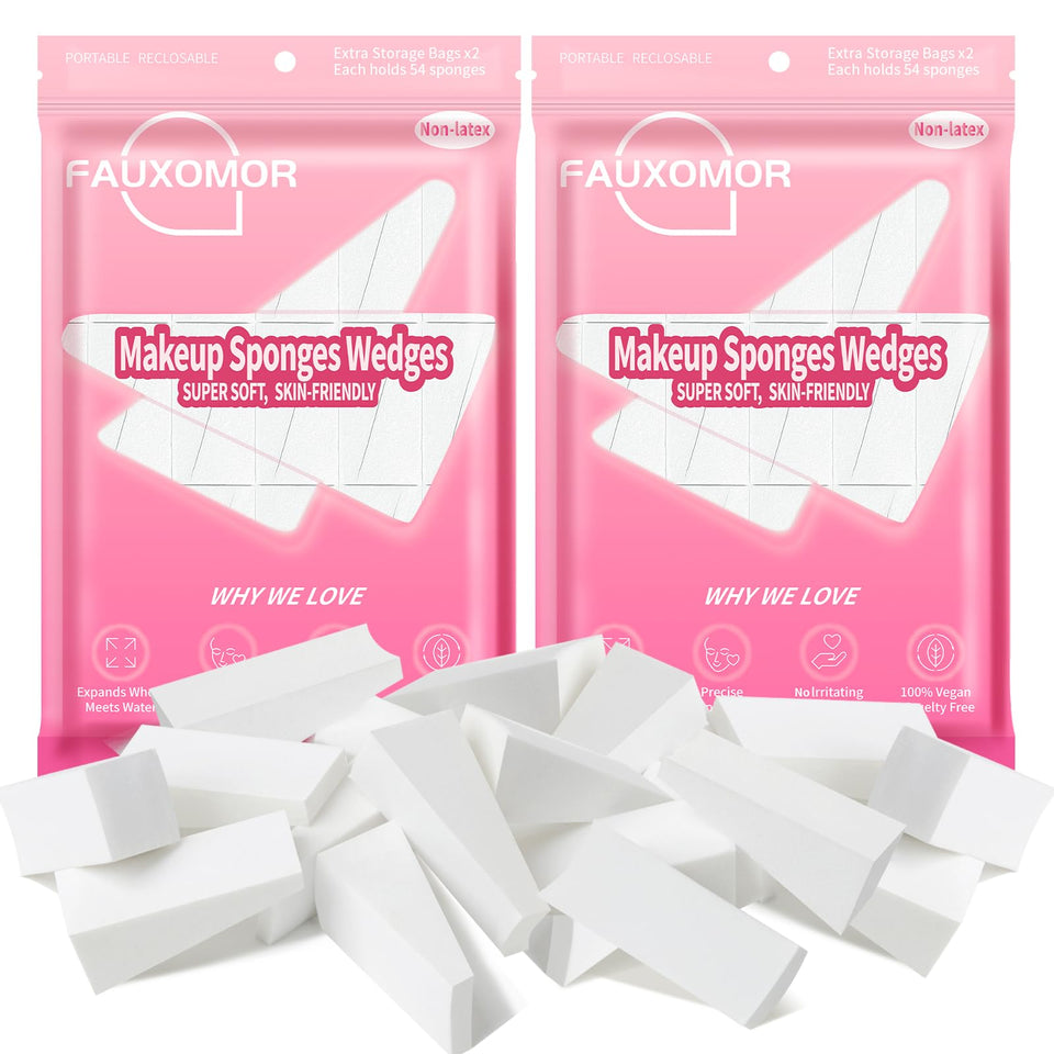 Fauxomor 216-piece triangle makeup sponges set for flawless foundation blending.