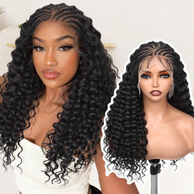 FAVE 13x6 HD lace front braided wig with seamless hairline for natural look.