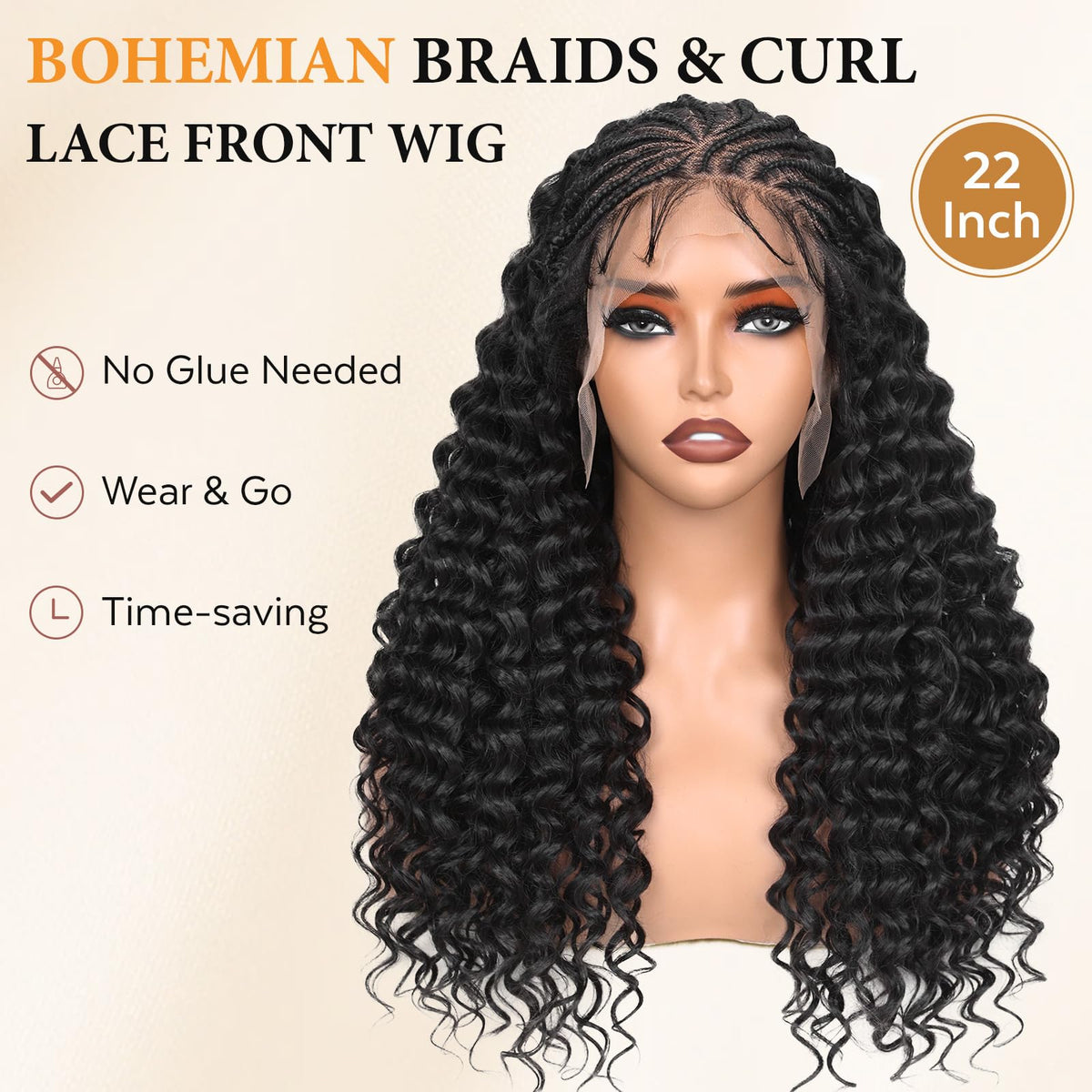 FAVE 22-inch braided wig with curly ends adds volume and movement.