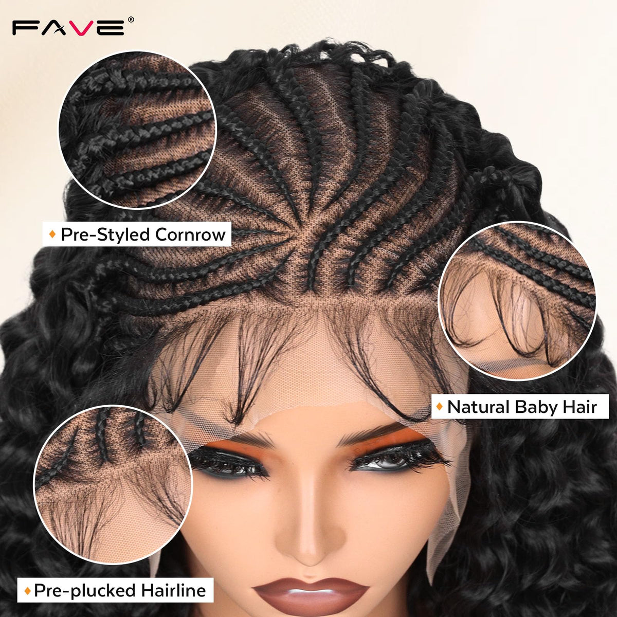 FAVE adjustable three-comb, two-strap design for secure fit.