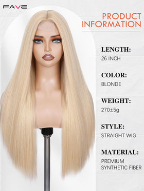 FAVE long straight blonde wig with smooth, heat-resistant fibers