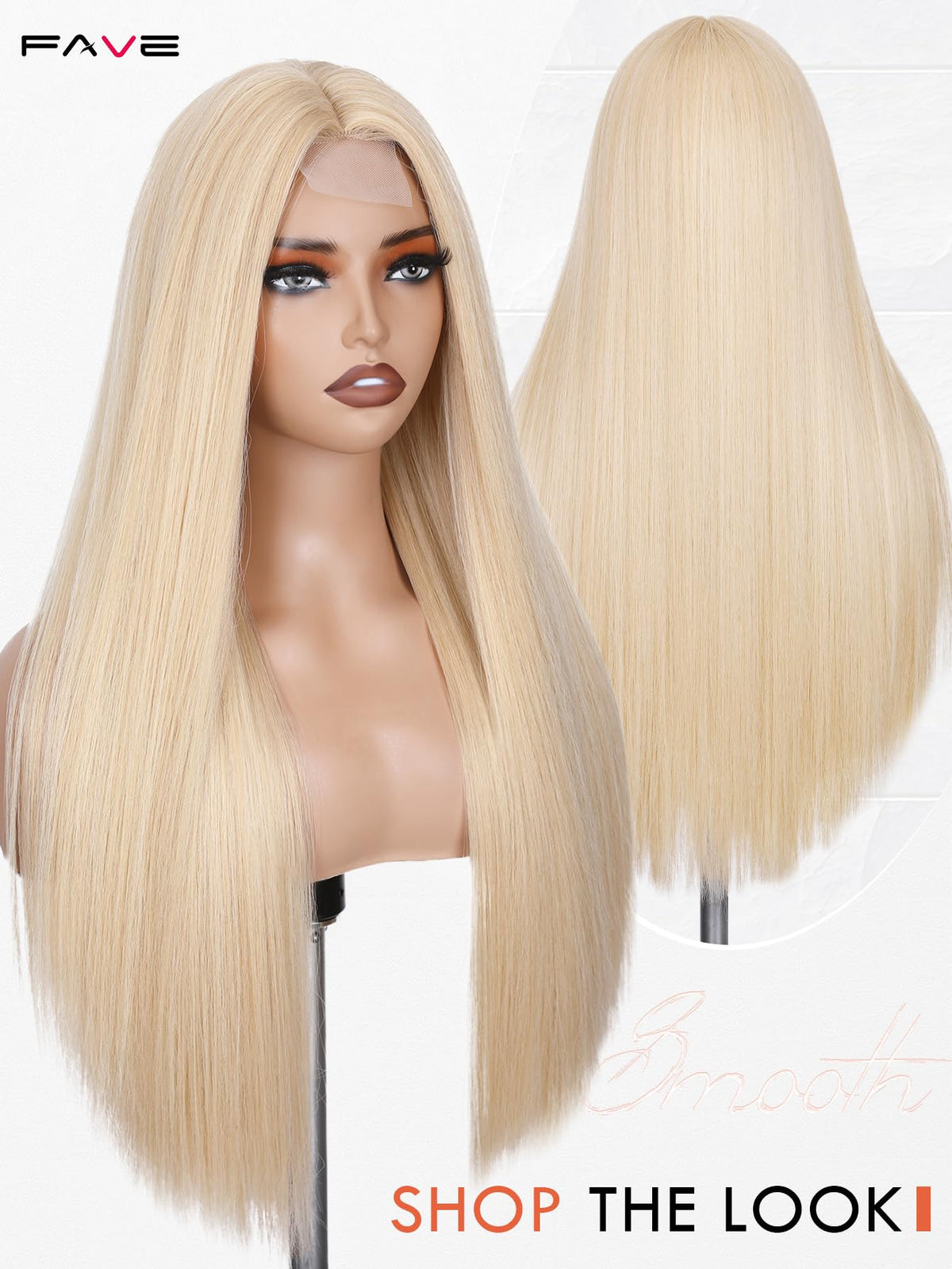 Matte fiber finish on FAVE blonde wig reduces shine in photos