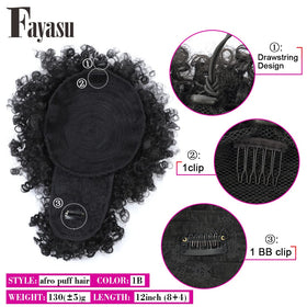 Fayasu Afro Puff bangs close-up highlighting soft texture and voluminous curl for daily wear.