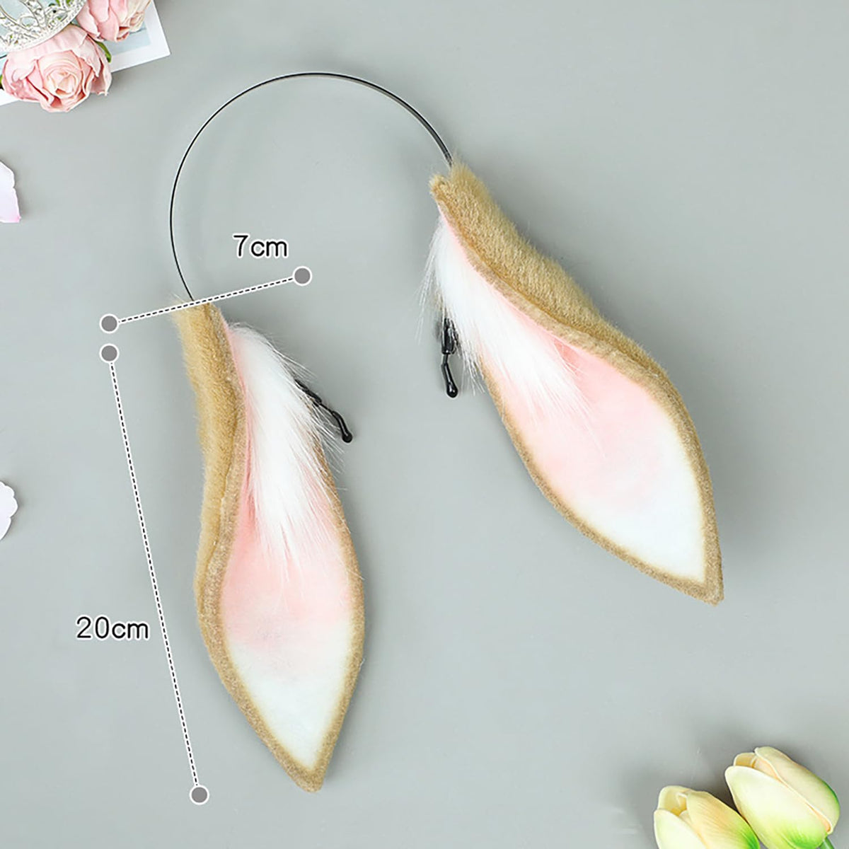 Faylay soft faux fur texture on ears, cozy feel.