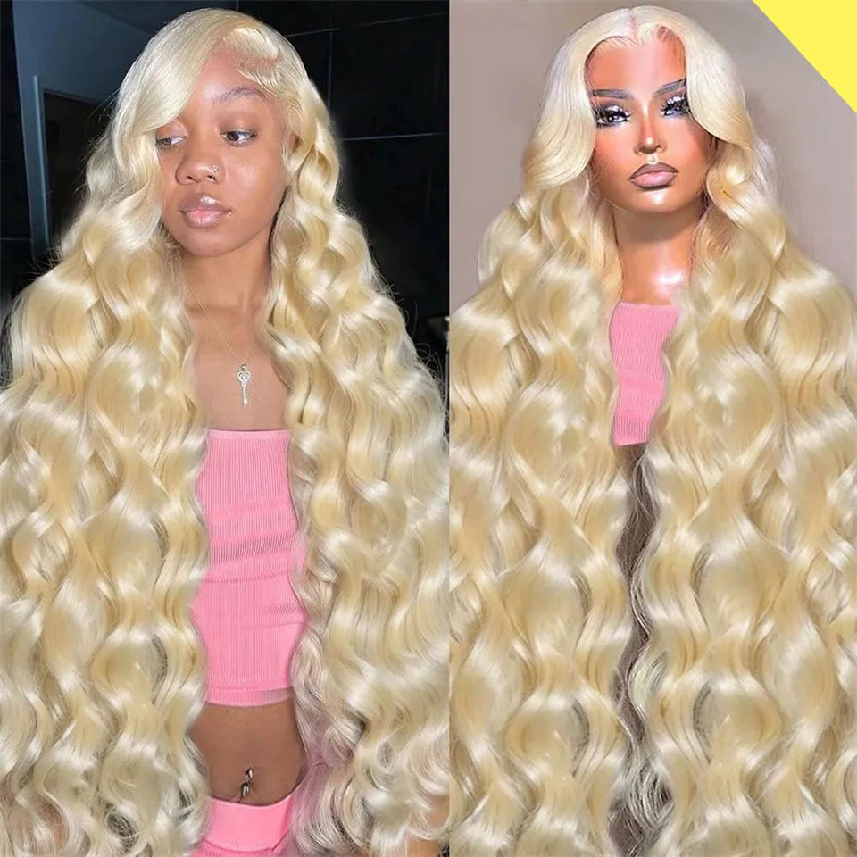 Fayniss 30-inch 613 blonde wig front view showing natural lace front for versatile parting