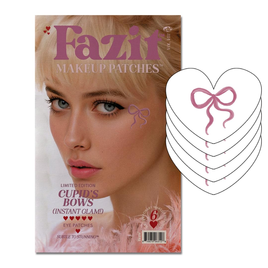 Fazit Cupid Bow Speckles patches closeup showing glitter detail for a soft festive look.