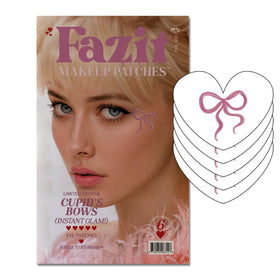 Fazit Cupid Bow Speckles patches closeup showing glitter detail for a soft festive look.