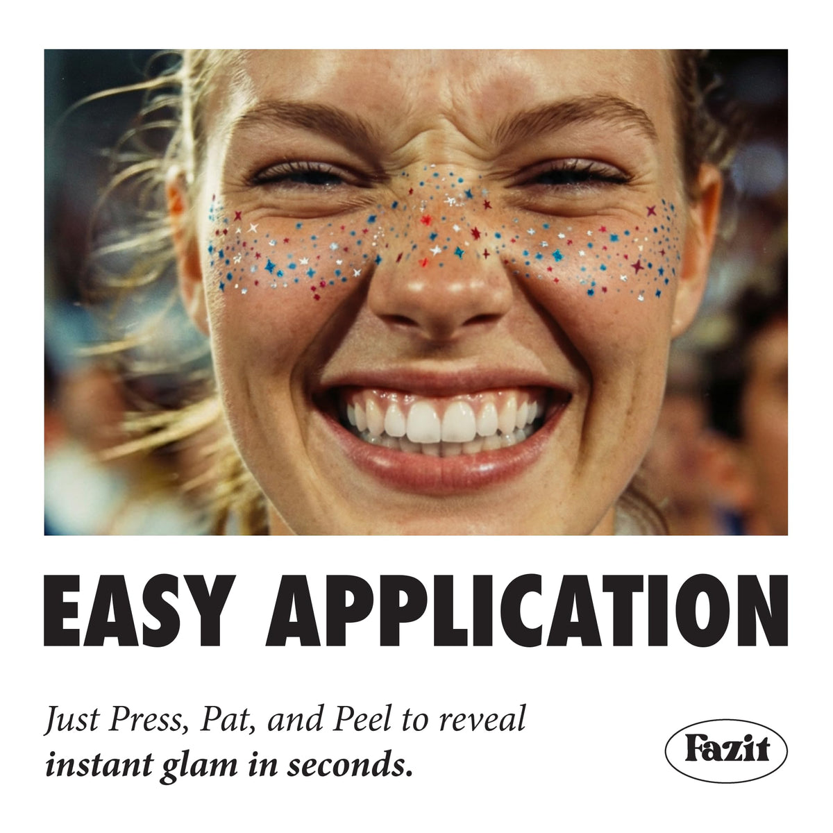 Fazit makeup patches applying demonstration showing easy stick and wet activation