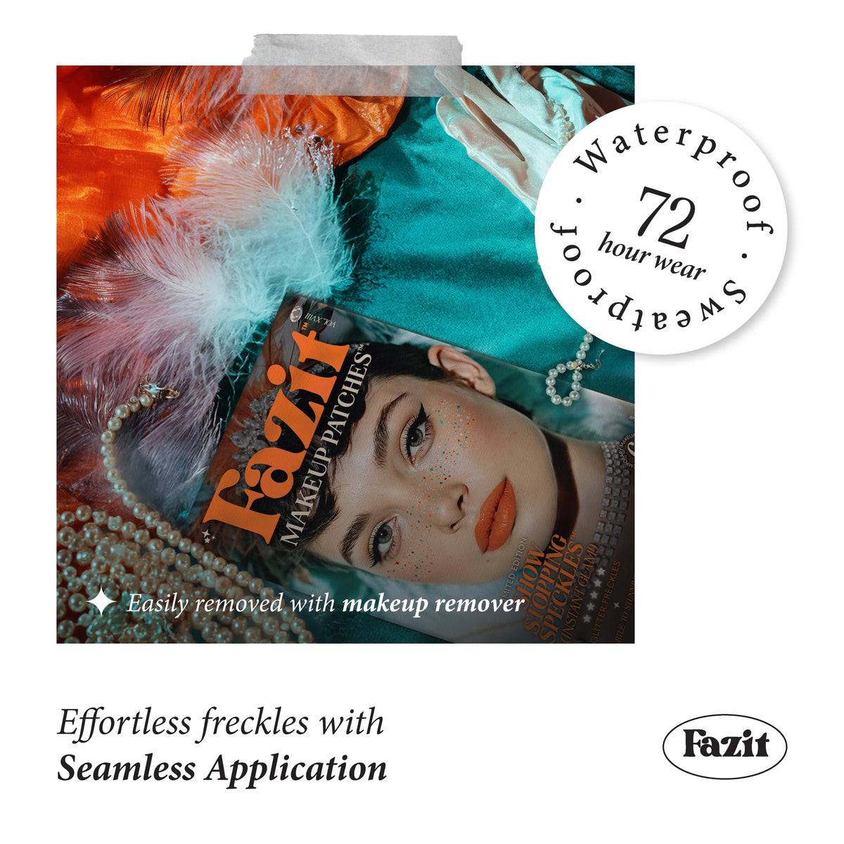 Fazit Makeup Patches festival look speckles for bold, whimsical style.