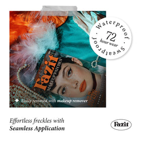 Fazit Makeup Patches festival look speckles for bold, whimsical style.