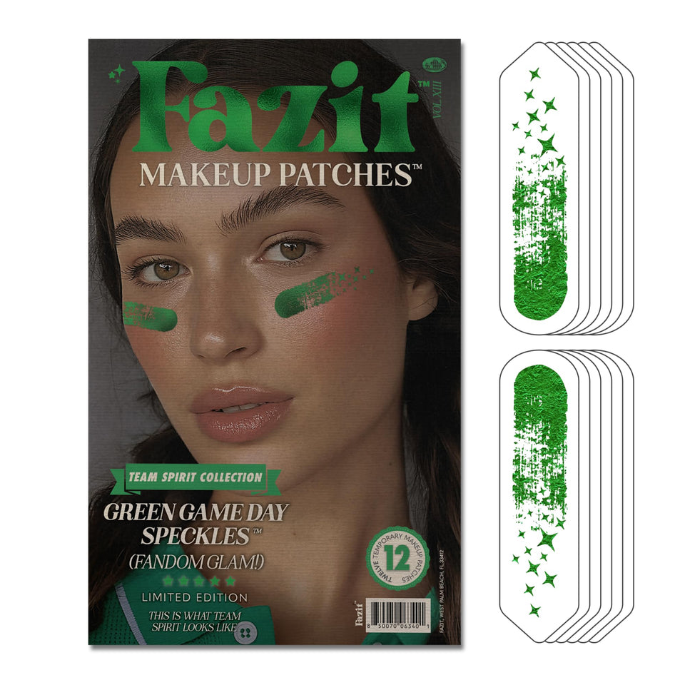 Fazit makeup patches Green Game Day speckles add glittery highlight for bold looks